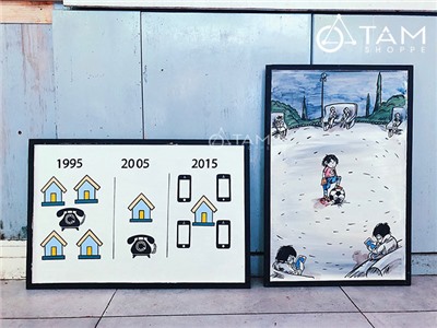 Tranh Vintage vẽ theo yêu cầu chủ đề ĐIỆN THOẠI